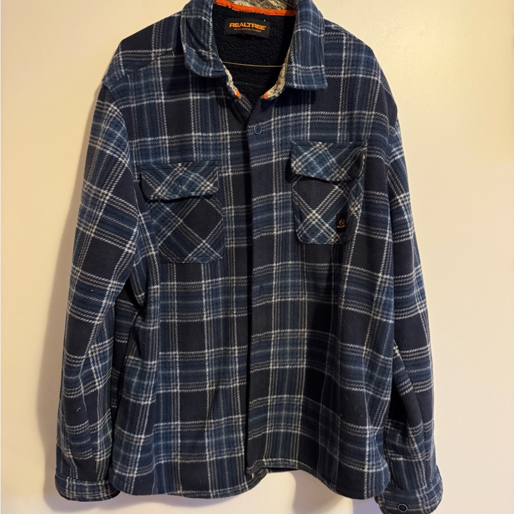 Realtree Blue Plaid Fleece Shirt Jacket